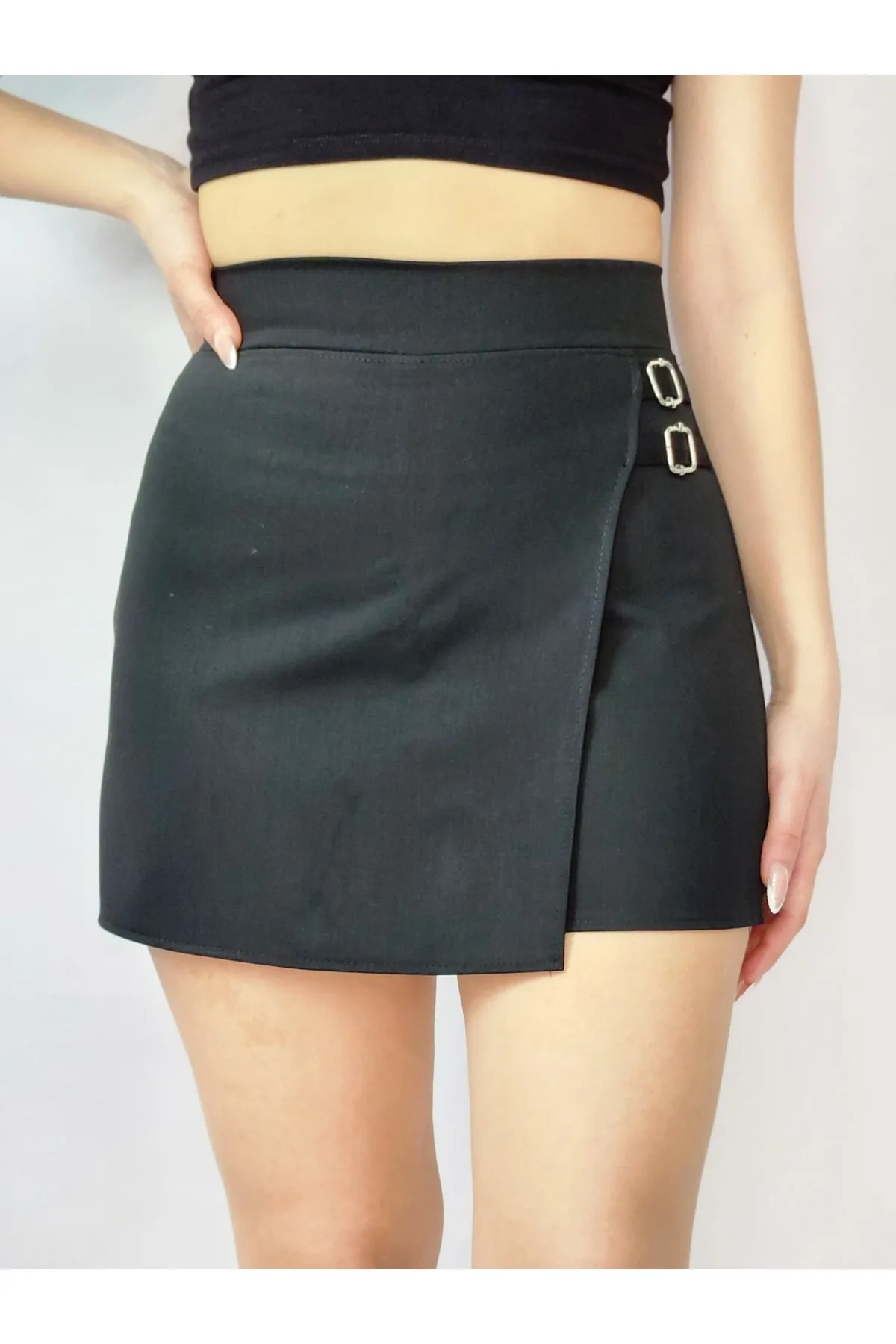 Tokalı Dokuma Şort Etek 