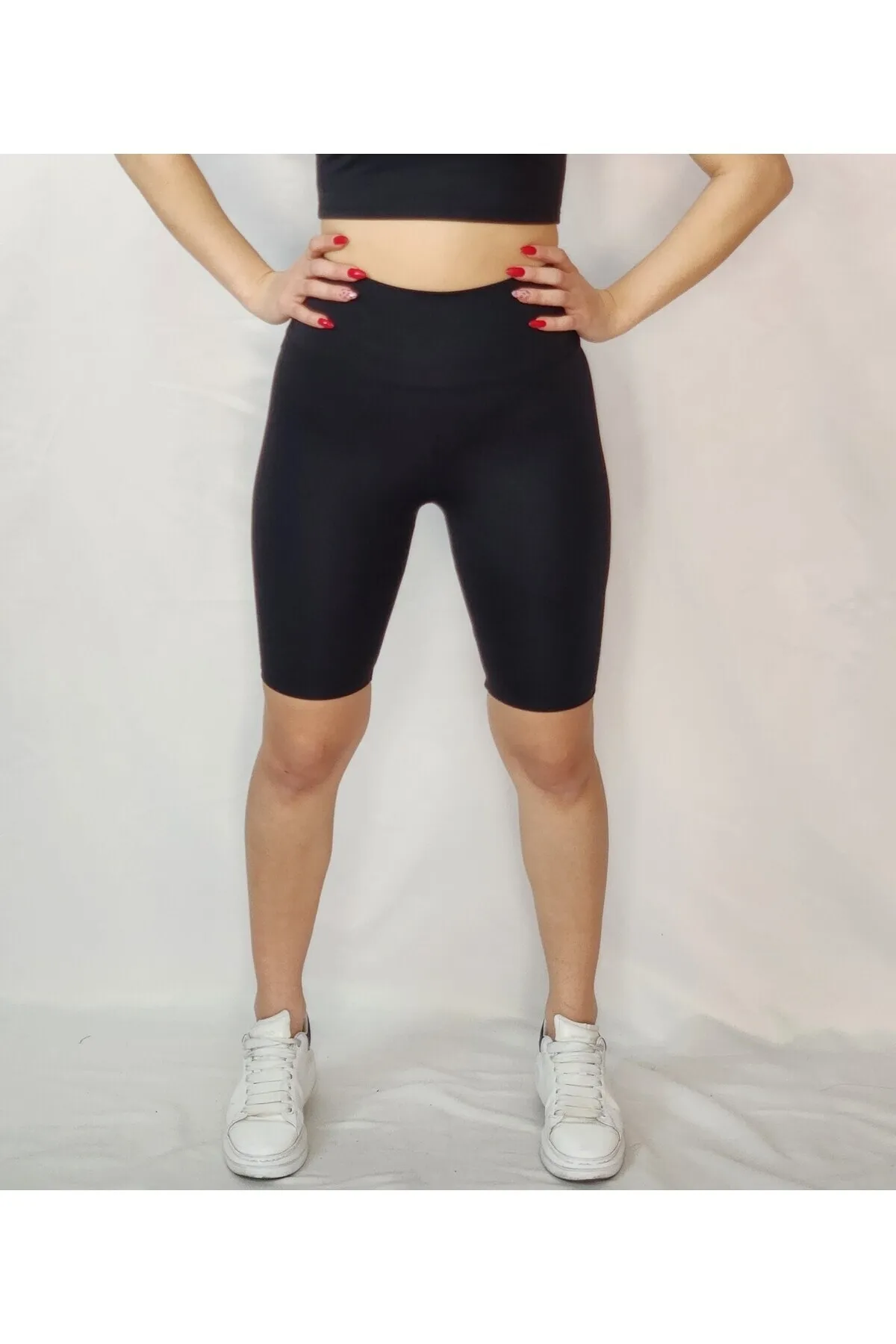 Yüksek Bel Siyah Biker Tayt