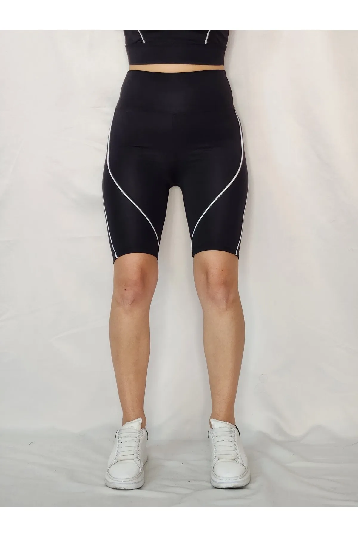 Siyah Arabiyeli Biker Yüksek Bel Tayt