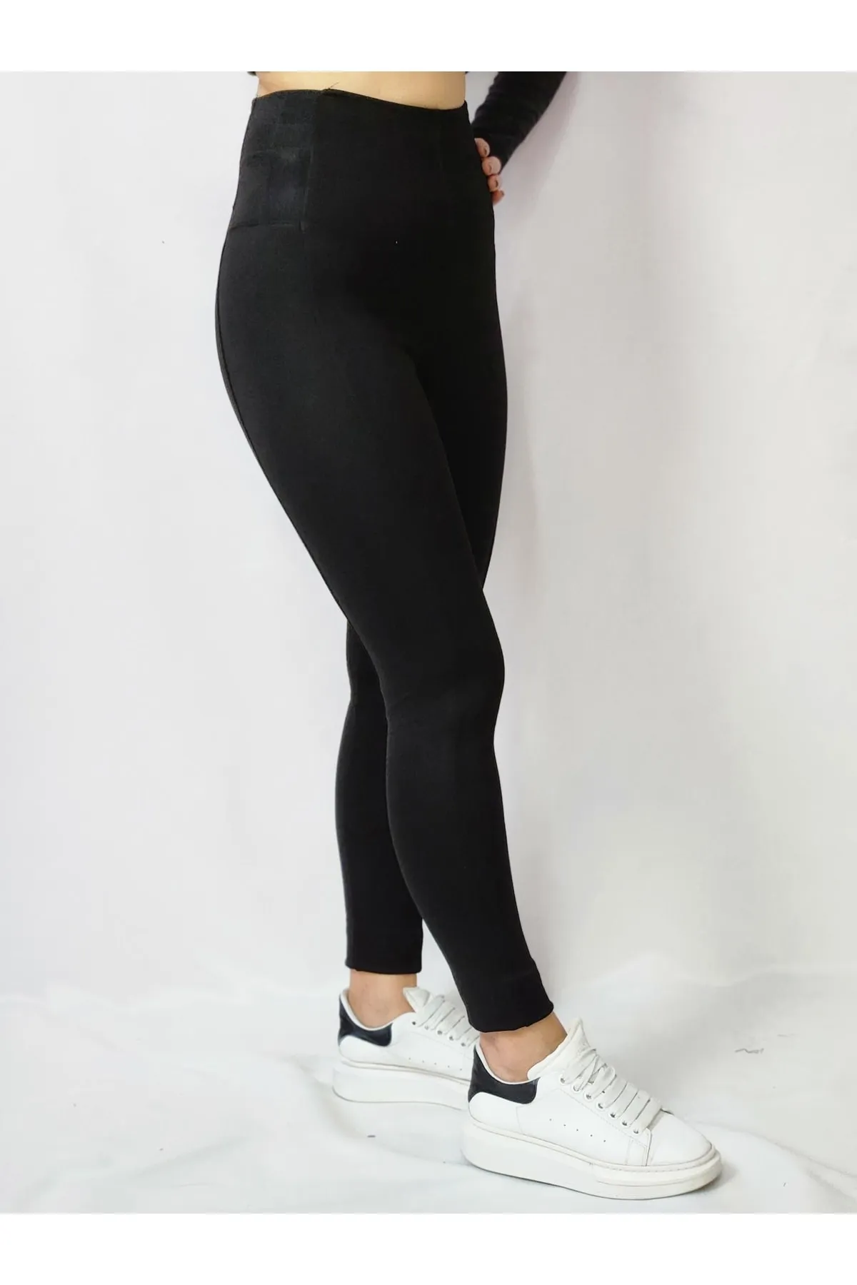 Çelik Lastik Modelli Siyah Tayt